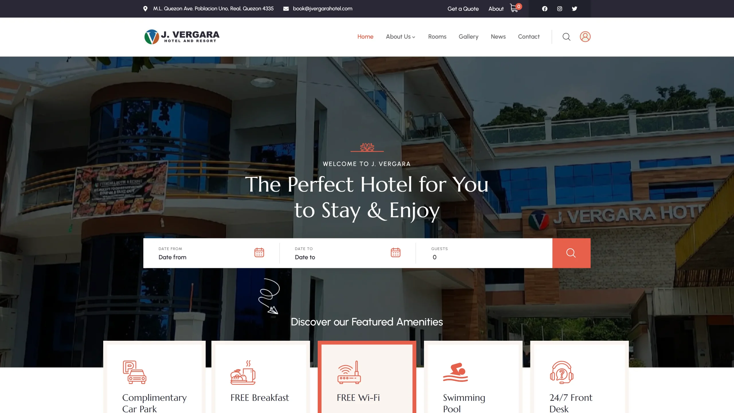 Web development project for J Vergara Hotel & Resort by Blufox